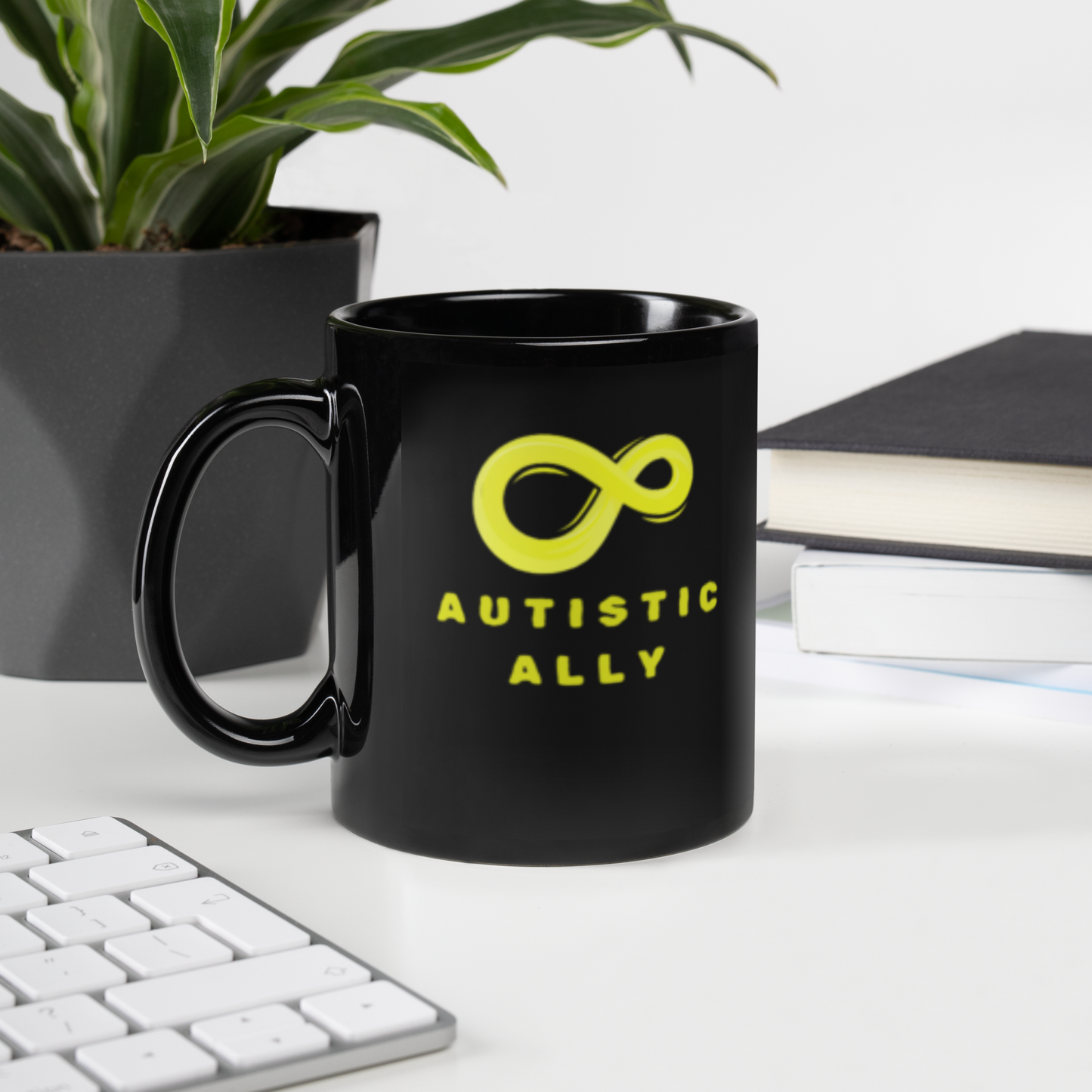 Autistic Ally Black Glossy Mug