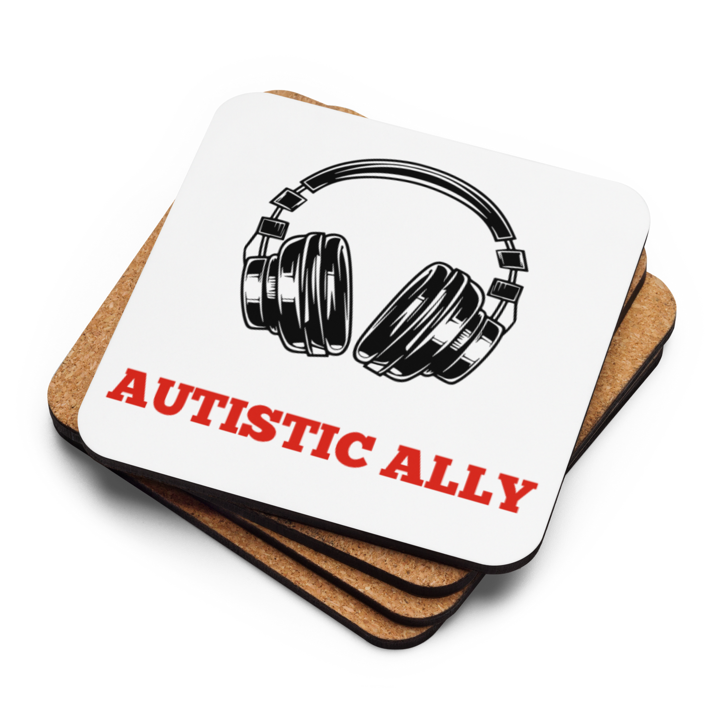 Autistic Ally Red Design Cork-Back Coaster