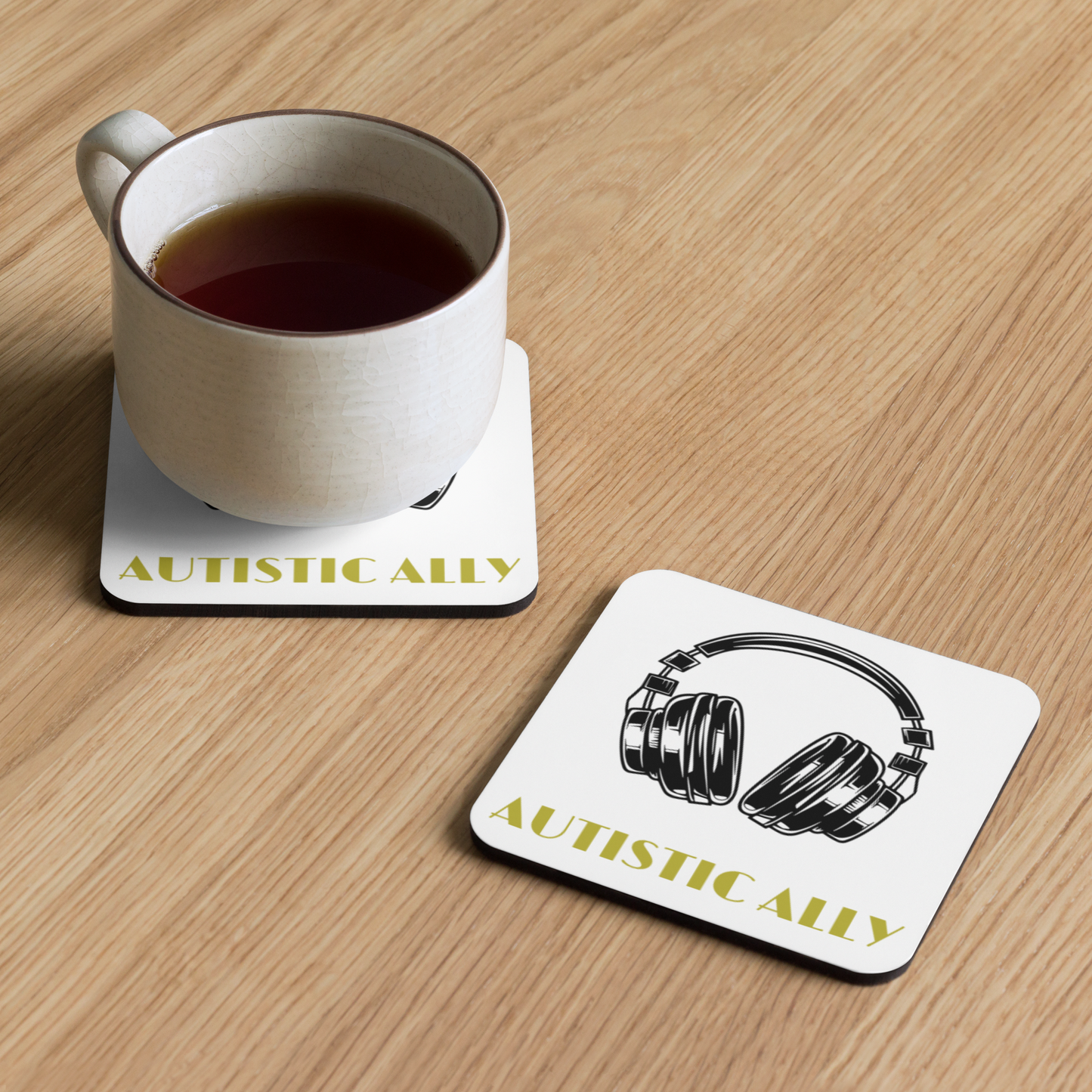 Autistic Ally In Gold Cork-Back Coaster