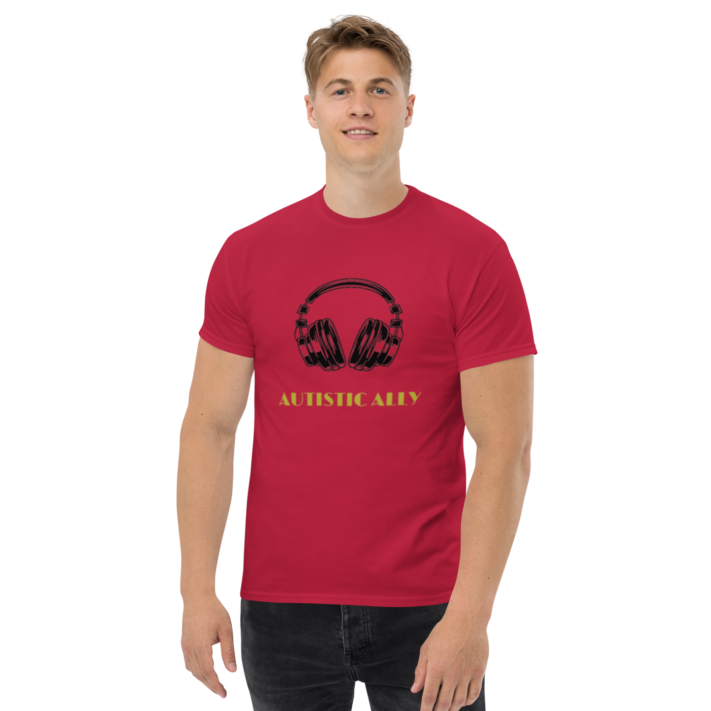 Autistic Ally Headphones Gold Design Tee
