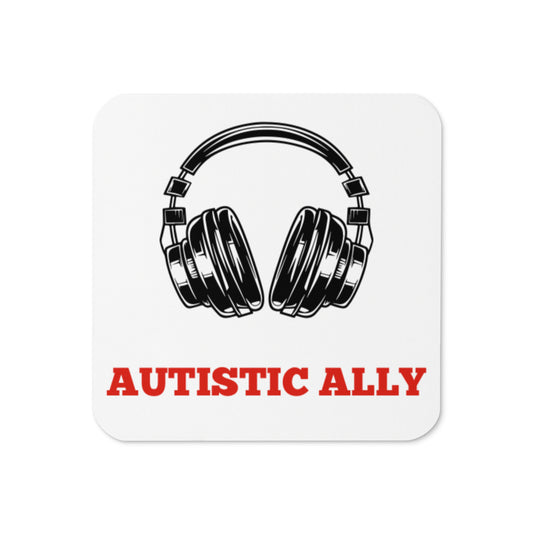 Autistic Ally Red Design Cork-Back Coaster