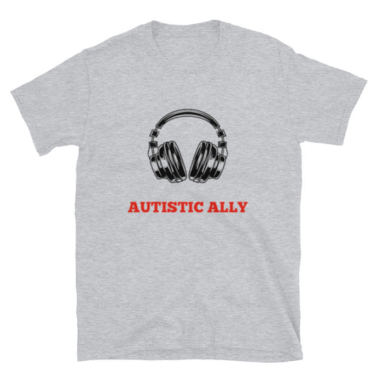 Autistic Ally Headphones Red Design Tee